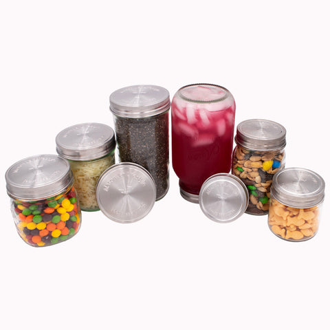 Stainless steel storage lids with silicone liners, 5-pack