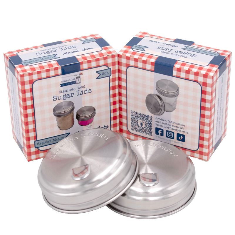 Load image into Gallery viewer, Sugar Dispensing Stainless Steel Lids for Mason Jars 2 Pack
