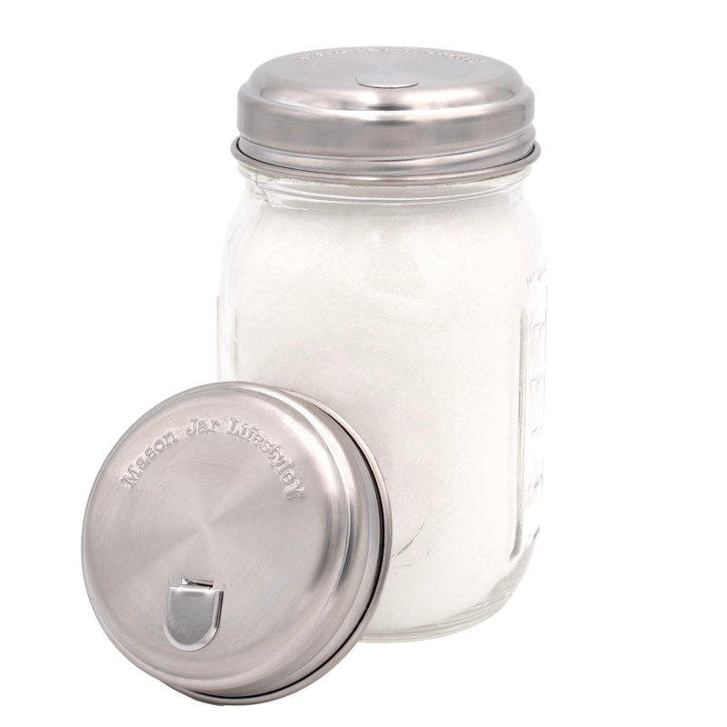 Load image into Gallery viewer, Sugar Dispensing Stainless Steel Lids for Mason Jars 2 Pack
