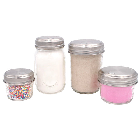 Sugar dispensing stainless steel Mason jar lids, 2-pack