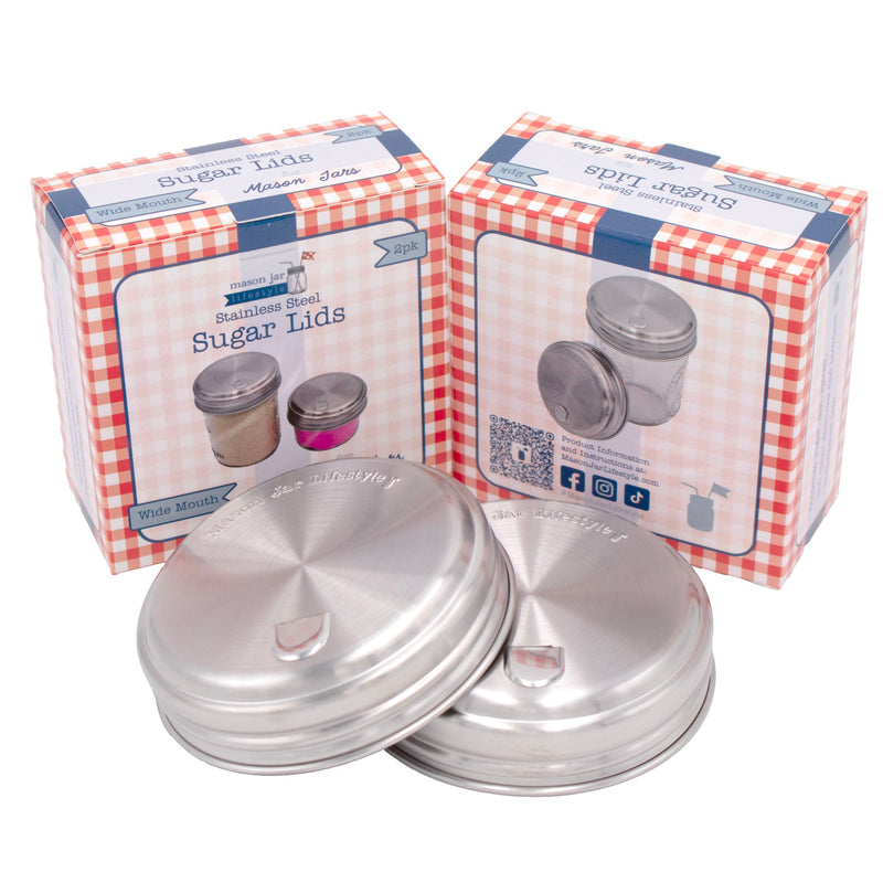 Load image into Gallery viewer, Sugar Dispensing Stainless Steel Lids for Mason Jars 2 Pack
