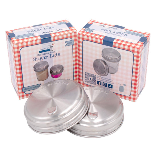 Sugar Dispensing Stainless Steel Lids for Mason Jars 2 Pack