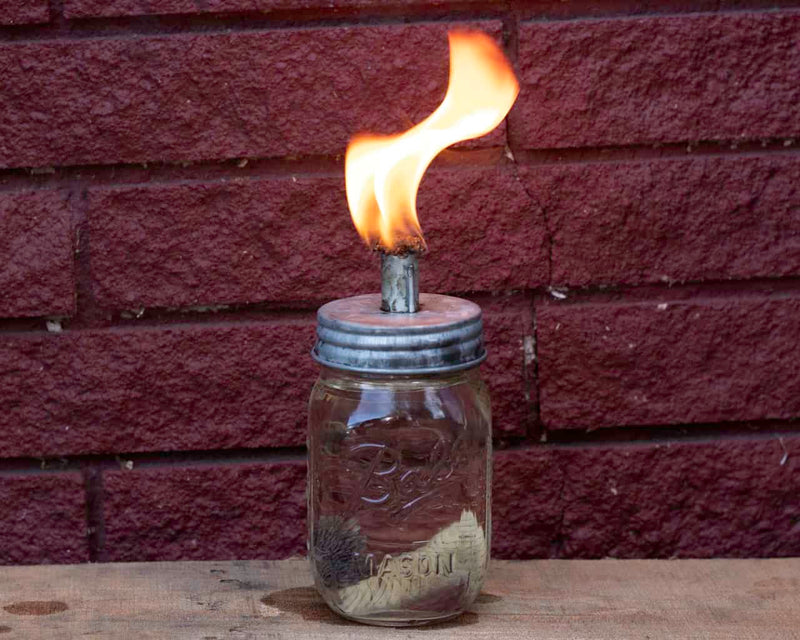 Load image into Gallery viewer, Tiki Torch Oil Lamp Galvanized Metal Lid for Mason Jars
