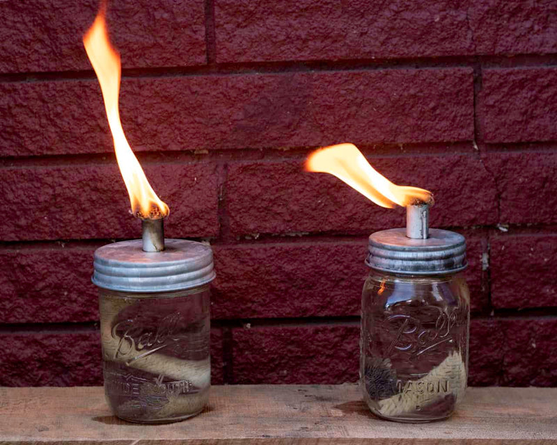 Load image into Gallery viewer, Tiki Torch Oil Lamp Galvanized Metal Lid for Mason Jars
