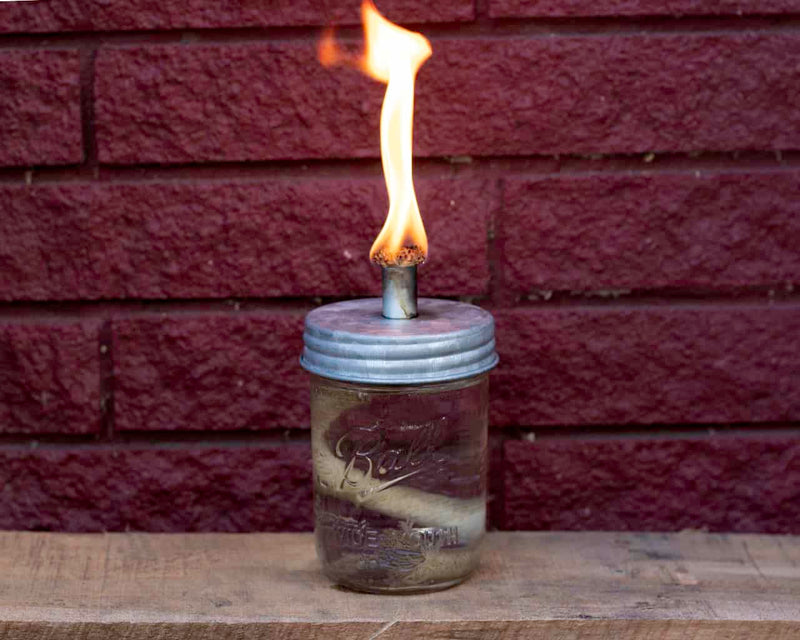 Load image into Gallery viewer, Tiki Torch Oil Lamp Galvanized Metal Lid for Mason Jars

