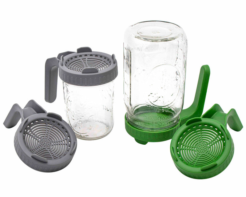 Load image into Gallery viewer, Plastic Sprouting Lid with Built-In Stand and Handle for Wide Mouth Mason Jars
