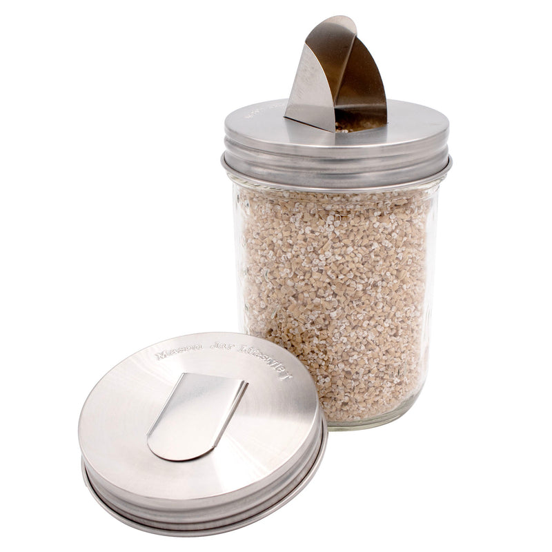 Load image into Gallery viewer, Grain Dispenser Stainless Steel Lids for Mason Jars 2 Pack
