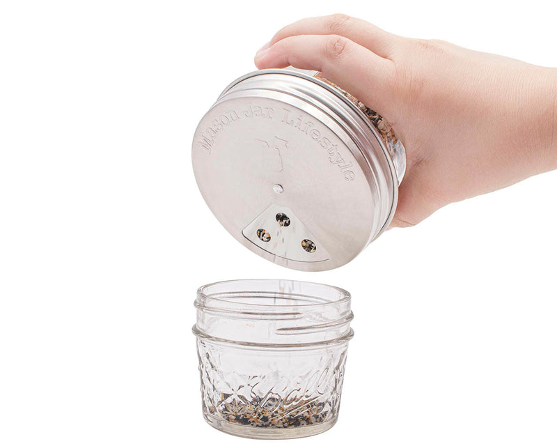 Load image into Gallery viewer, Spice Shaker Stainless Steel Lids for Mason Jars 4 Pack
