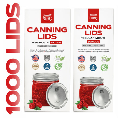 1000 count canning lids, 500 regular and 500 wide mouth