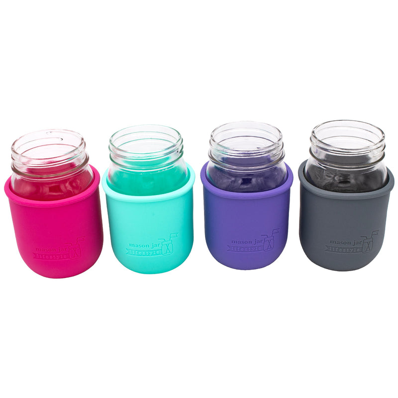 Load image into Gallery viewer, Silicone Sleeve for Regular Mouth Pint 16oz Mason Jars

