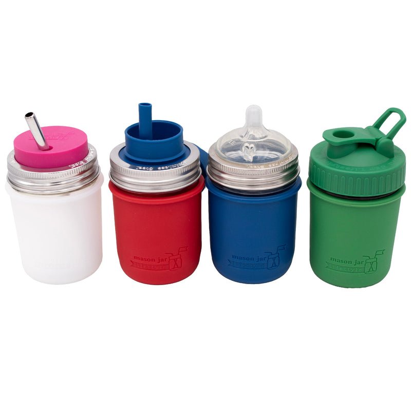 Load image into Gallery viewer, Silicone Sleeve for Regular Mouth Half Pint 8oz Mason Jars
