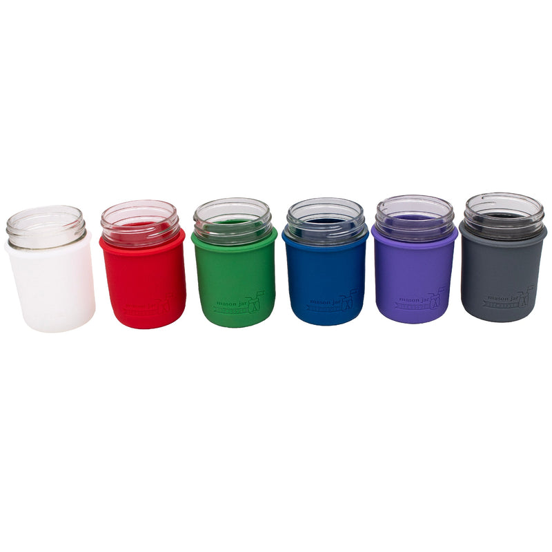 Load image into Gallery viewer, Silicone Sleeve for Regular Mouth Half Pint 8oz Mason Jars
