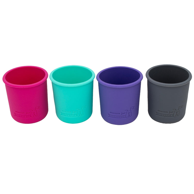 Load image into Gallery viewer, Silicone Sleeve for Regular Mouth Half Pint 8oz Mason Jars
