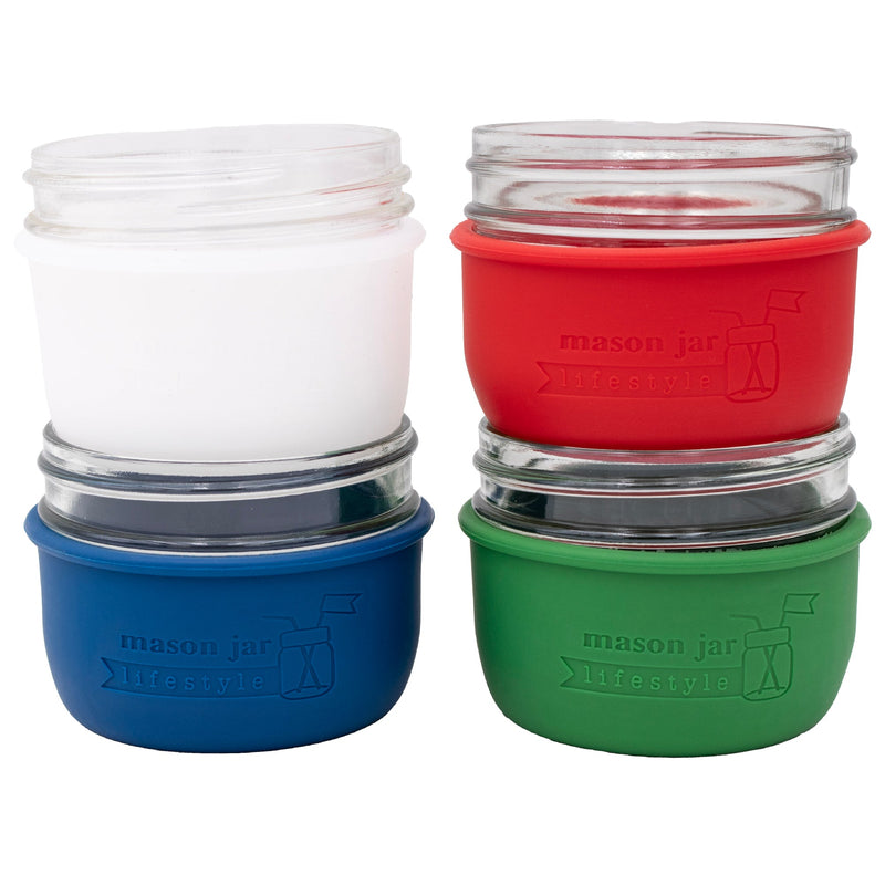 Load image into Gallery viewer, Silicone Sleeve for Wide Mouth Half Pint 8oz Mason Jars
