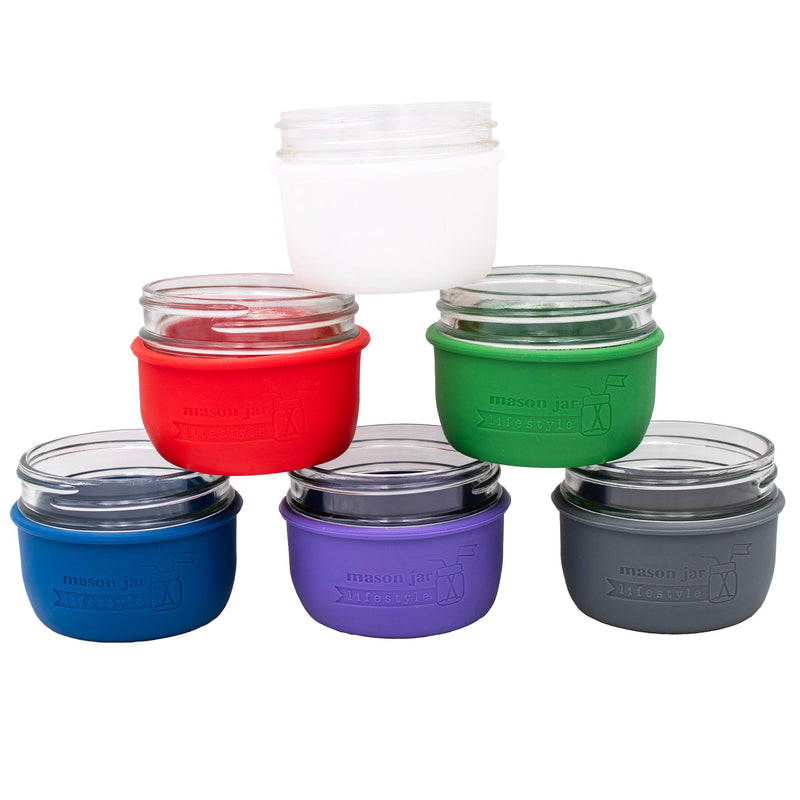 Load image into Gallery viewer, Silicone Sleeve for Wide Mouth Half Pint 8oz Mason Jars
