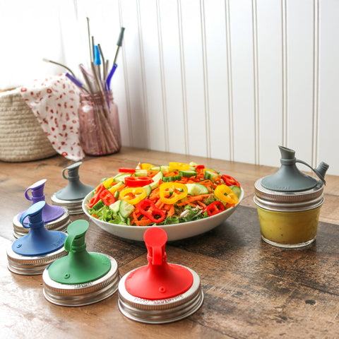 Oil cruet lid, pour spout detail