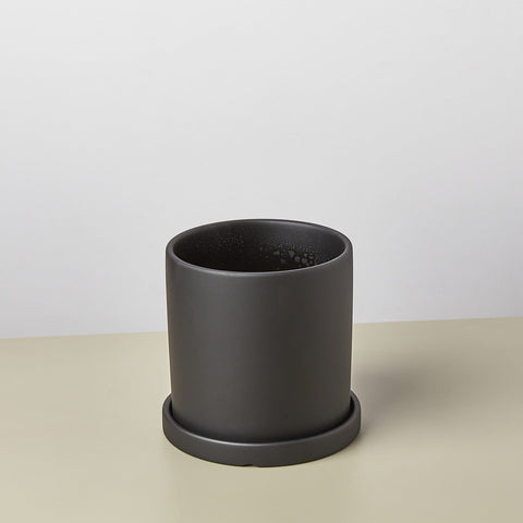 Matte Finish Cylinder Planter with Saucer, additional product view 2