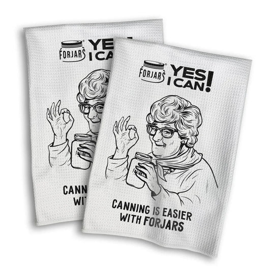 Waffle Towels – White with Printed Patterns (2-Pack)