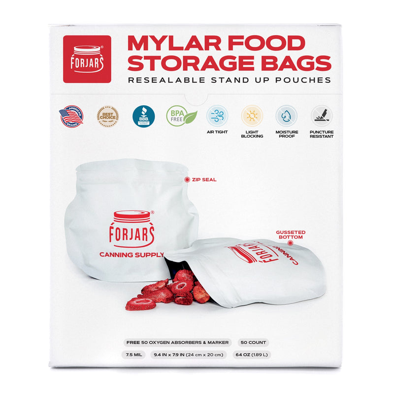 Load image into Gallery viewer, 64oz Mylar Bags  — 50 Count   7.5 mil per side (≈15 mil total)
