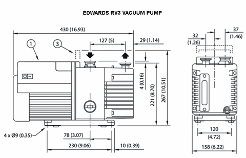 Edwards RV3 2.6 CFM Dual-Stage KF25 Vacuum Pump, additional product view 2