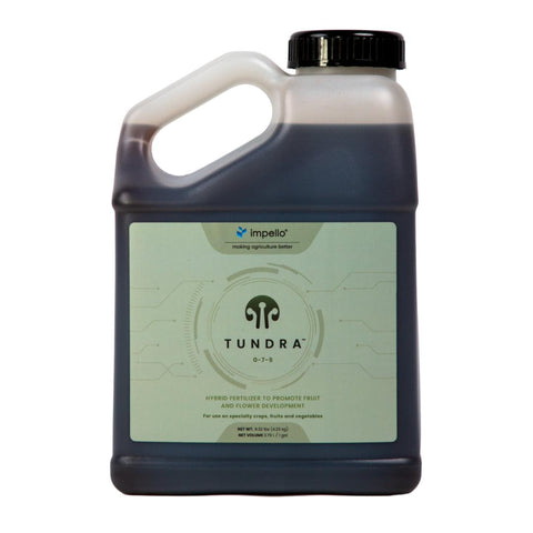Impello Tundra hybrid bloom fertilizer bottle for fruit and flower development.
