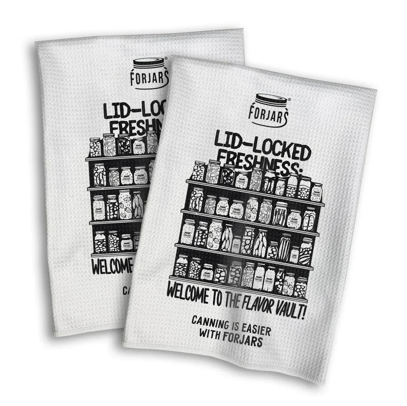 Load image into Gallery viewer, Waffle Towels – White with Printed Patterns (2-Pack)
