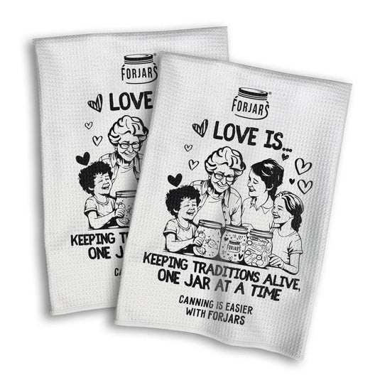 Waffle Towels – White with Printed Patterns (2-Pack)