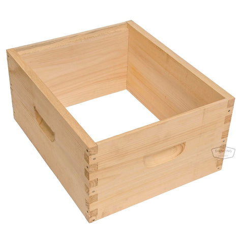 Assembled deep Langstroth hive box wax-dipped in Hive Guard wax for protection.