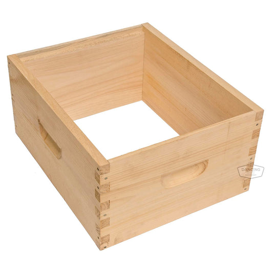 Assembled deep Langstroth hive box wax-dipped in Hive Guard wax for protection.