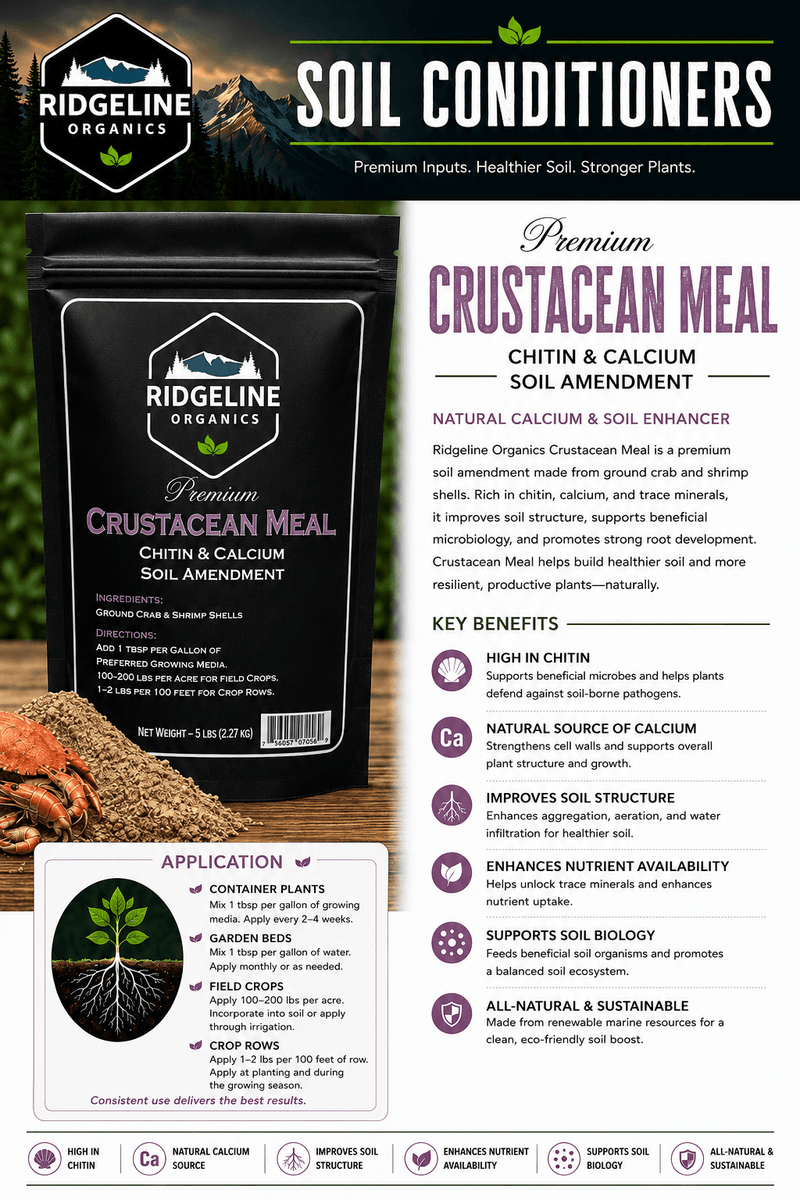 Load image into Gallery viewer, Bag of Ridgeline Organics dehydrated crab and shrimp crustacean meal.

