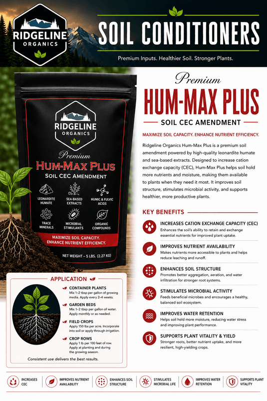 Bag of Hum-Max granular humic acid and kelp soil amendment.