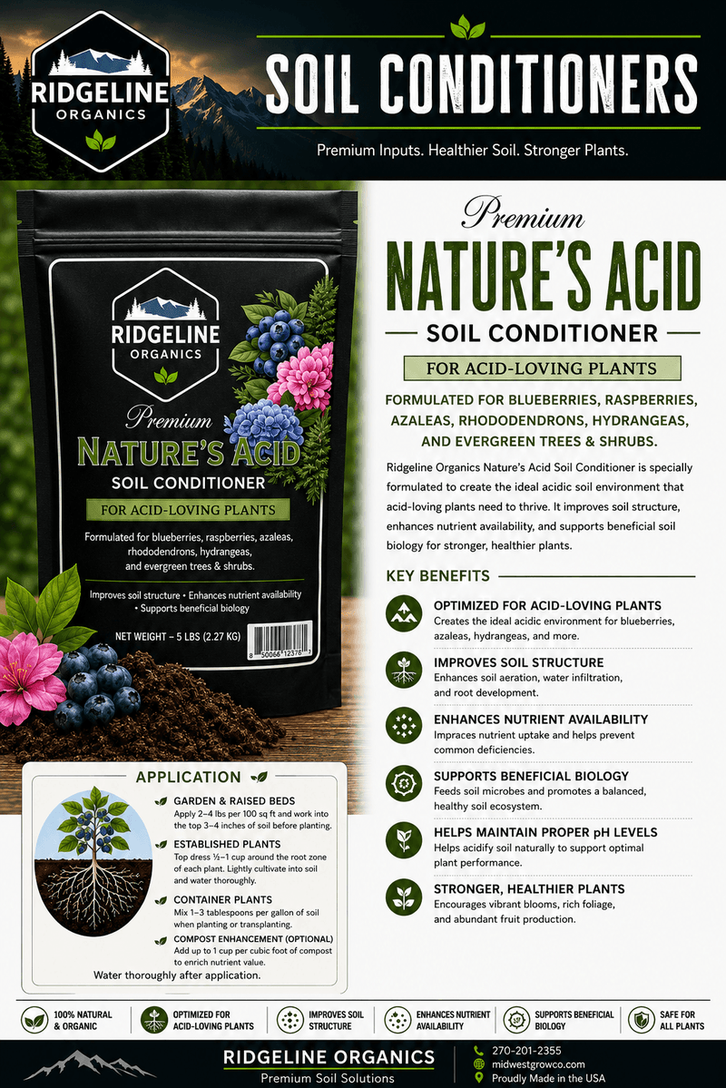 Load image into Gallery viewer, Bag of Nature's Acid soil conditioner for acid-loving plants, 5 pounds.
