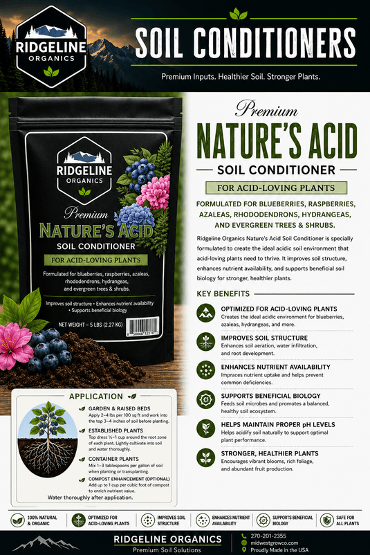 Bag of Nature's Acid soil conditioner for acid-loving plants, 5 pounds.
