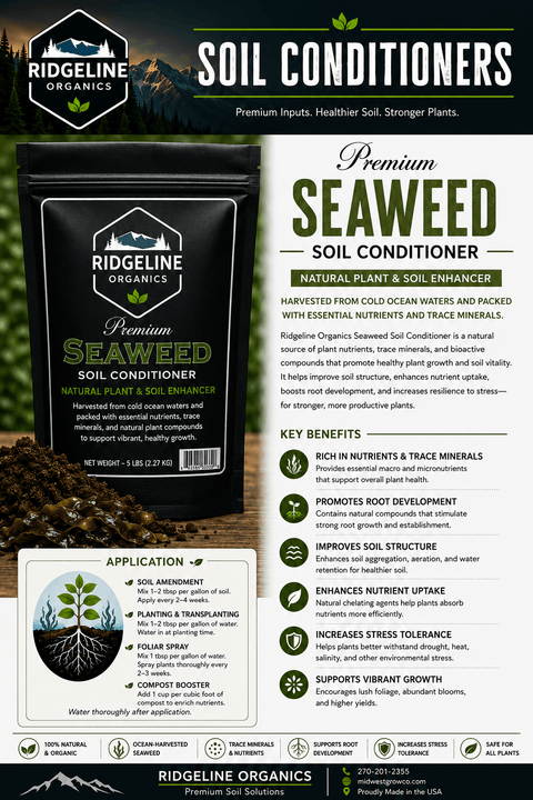 Bag of soluble Ascophyllum nodosum kelp extract, 2 ounce size.