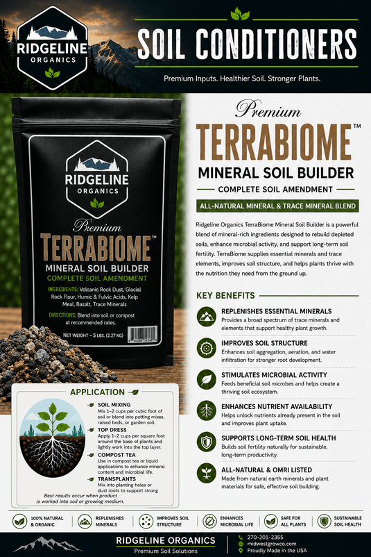 Bag of Terra Biome granular 5-2-4 mineral soil builder, 5 pounds.