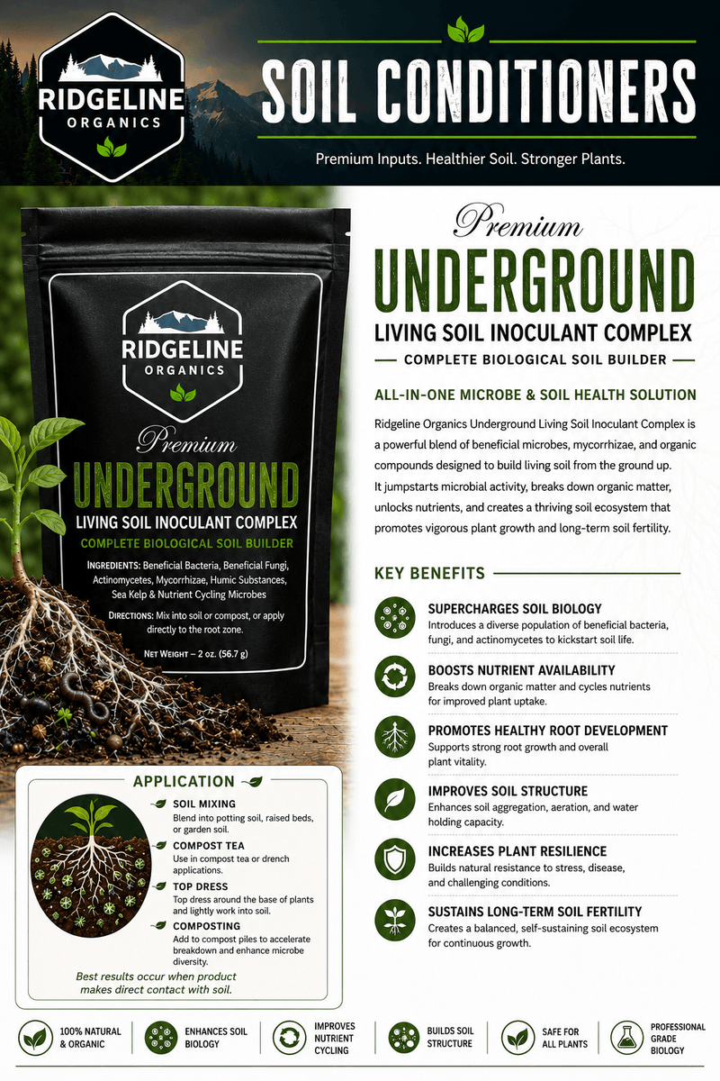 Load image into Gallery viewer, Pouch of Underground powdered mycorrhizal and bacterial soil inoculant complex.
