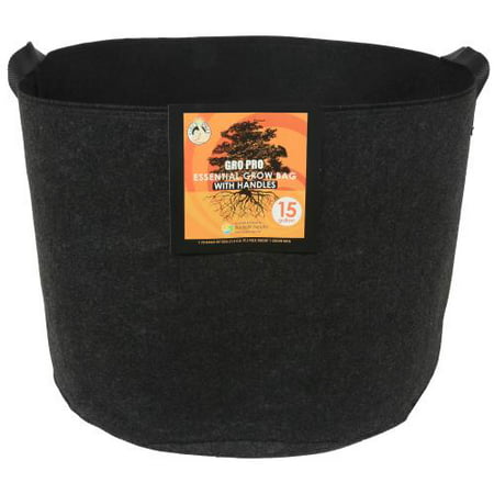 Gro Pro Essential Round Fabric Pot w/ Handles 15 Gallon - Black