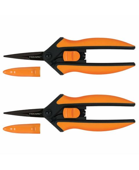 Fiskars micro-tip pruning snips, 2-pack, orange and black