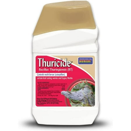 Bonide Liquid Thuricide bottle, back label with usage directions