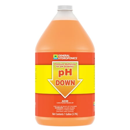 General Hydroponics pH Down liquid jug, 1 gallon