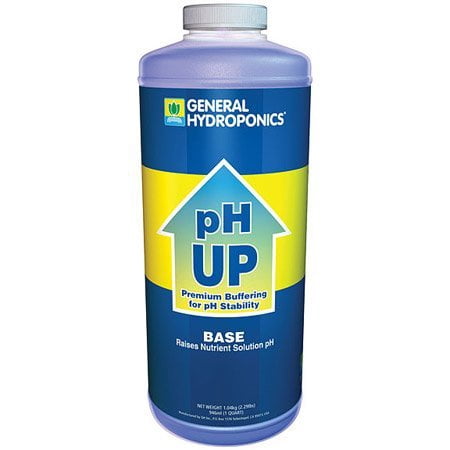 General Hydroponics pH Up liquid bottle, 1 quart