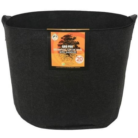 Gro Pro Essential Fabric Pot W/ Handles - 20 Gallon - Black