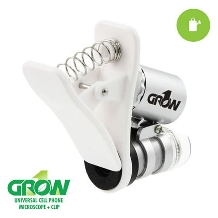 Grow1 clip microscope, attached to phone camera
