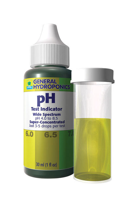 General Hydroponics pH test kit, color chart