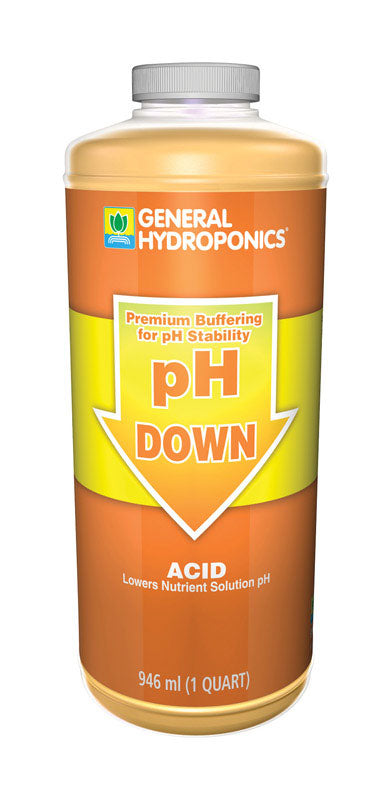 General Hydroponics pH Down liquid bottle, 1 quart