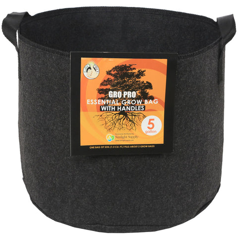 Gro Pro Essential Fabric Pot with Handles, 5 Gallon