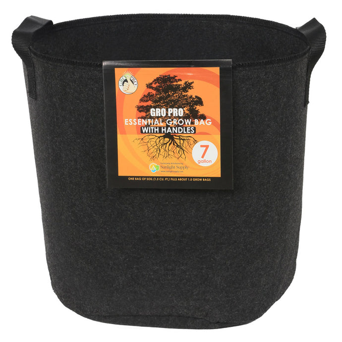 Gro Pro Essential Fabric Pot w/ Handles - 7 Gallon - Black