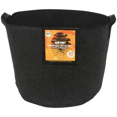 Gro Pro Essential Fabric Pot W/ Handles - 10 Gallon - Black