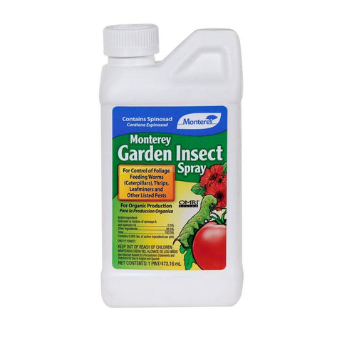 Monterey Garden Insect Spray Concentrate 16 oz bottle, organic gardening label